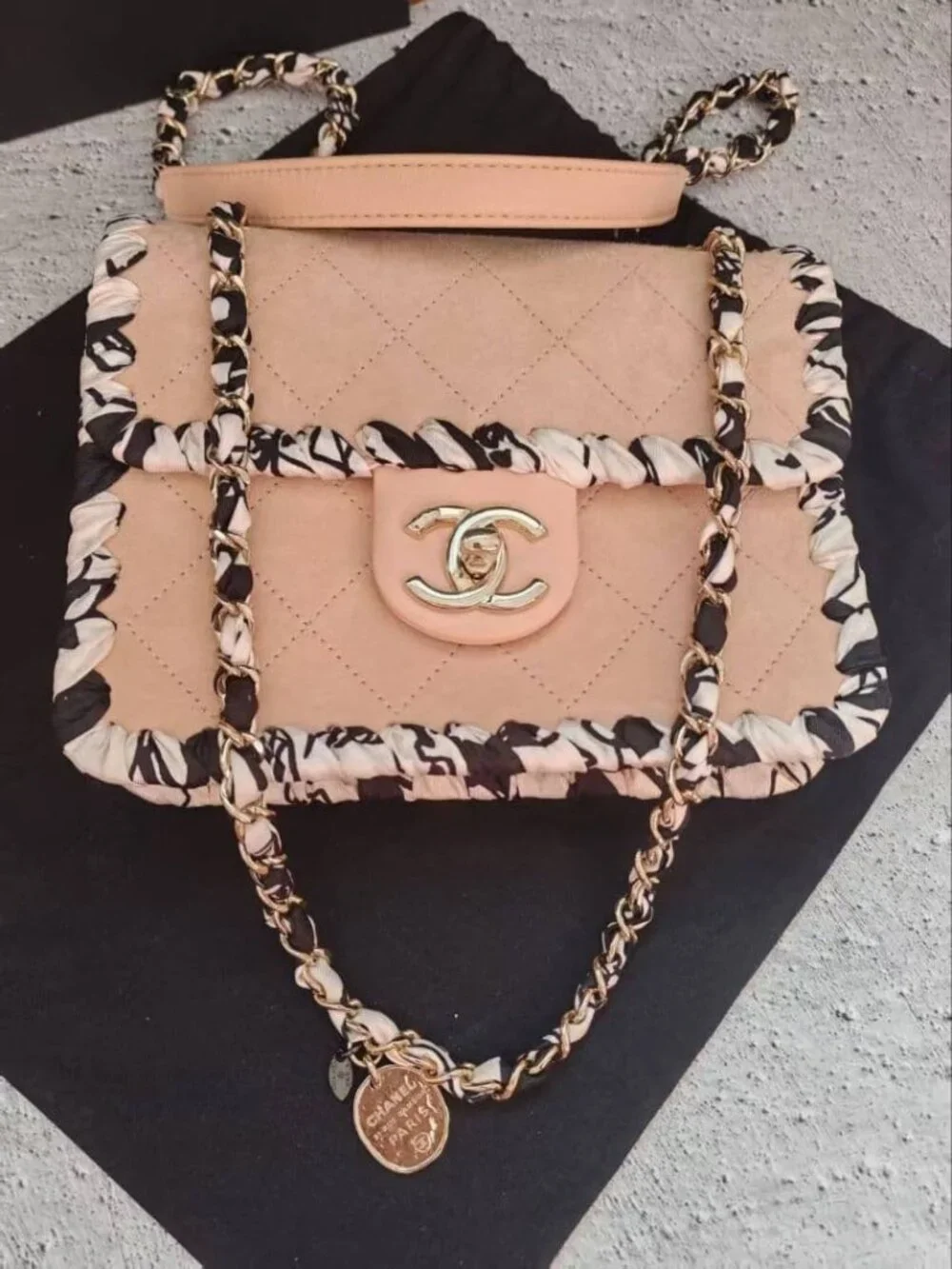 Chanel Suede Ribbon Mini Flap Bag Pink